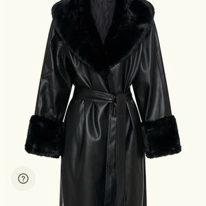 MESHKI REBEKAH leather fur trench coat